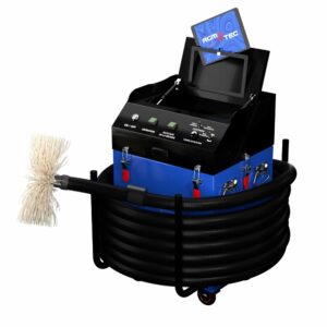 Aspirateur nettoyeur de gaines de ventilation avec brosse rotative, flexible et écran de contrôle caméra