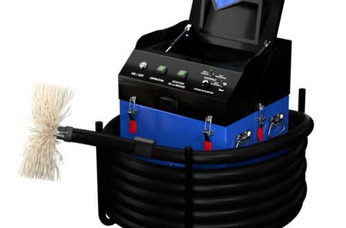 Aspirateur nettoyeur de gaines de ventilation avec brosse rotative, flexible et écran de contrôle caméra